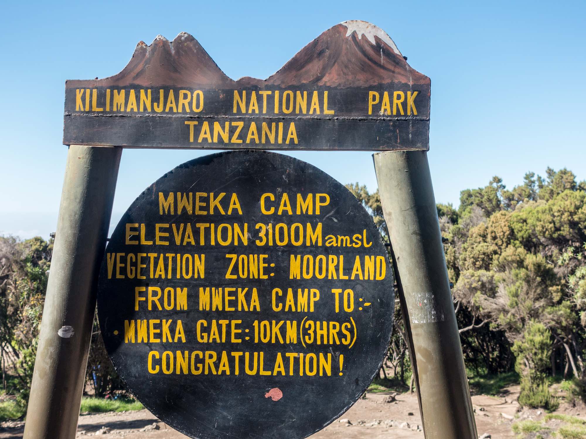 Mweka Camp → Mweka Gate → Moshi